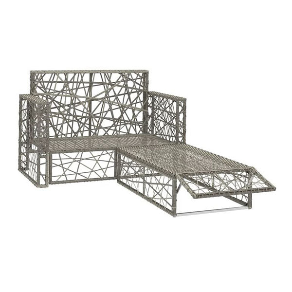 2 Piece Garden Lounge Set With Grey Cushions Poly Rattan