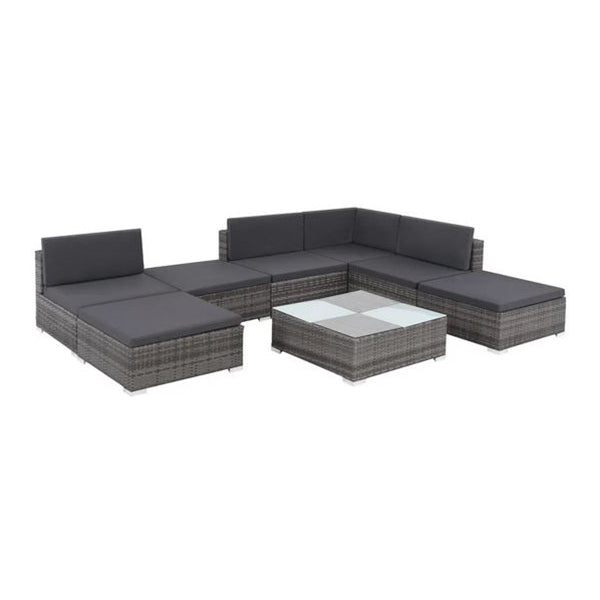 8 Piece Garden Lounge Set With Cushions Pe Rattan Grey And Dark Grey