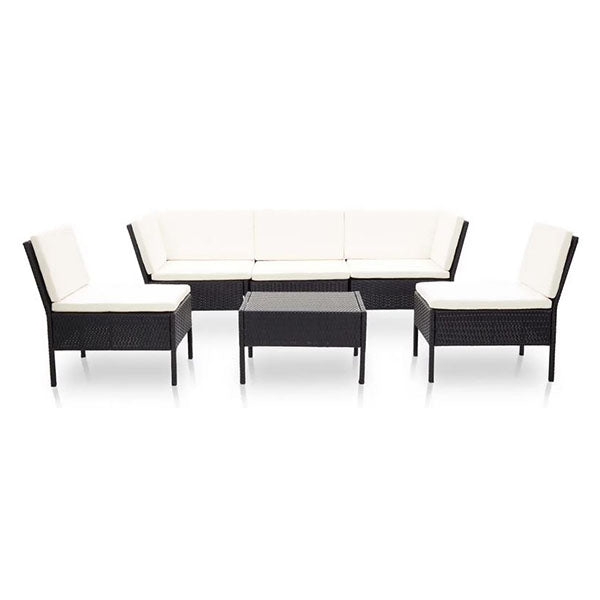 6 Piece Garden Lounge Set With Cushions Polyethylene Rattan