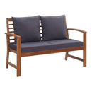 4 Piece Garden Lounge Set With Dark Grey Cushions Acacia Wood