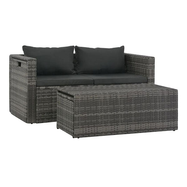 6 Piece Garden Lounge Set With Cushions Polyethylene Rattan Grey