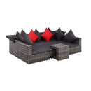 7 Piece Garden Lounge Set With Cushions And Canopy Poly Rattan Grey