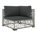 6 Piece Garden Lounge Set With Grey Cushions Poly Rattan