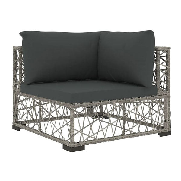 6 Piece Garden Lounge Set With Grey Cushions Pe Rattan