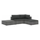 4 Piece Garden Lounge Set With Cushions Poly Rattan Steel Frame