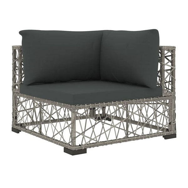6 Piece Garden Lounge Set With Grey Cushions Pe Rattan