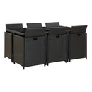 11 Piece Outdoor Dining Set With Black Cushions Pe Rattan