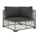 5 Piece Garden Lounge Set With Grey Cushions Pe Rattan