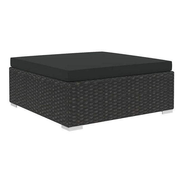 5 Piece Garden Lounge Set With Black Cushions Poly Rattan Black