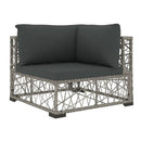 6 Piece Garden Lounge Set With Dark Grey Cushions Pe Rattan Grey