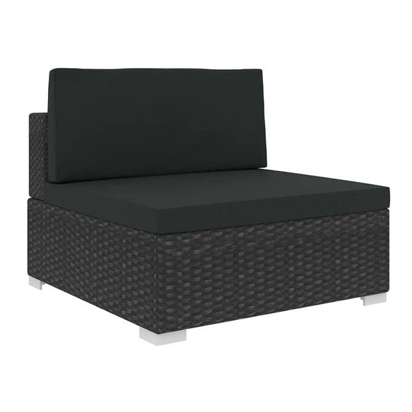 6 Piece Garden Lounge Set With Black Cushions Poly Rattan Black