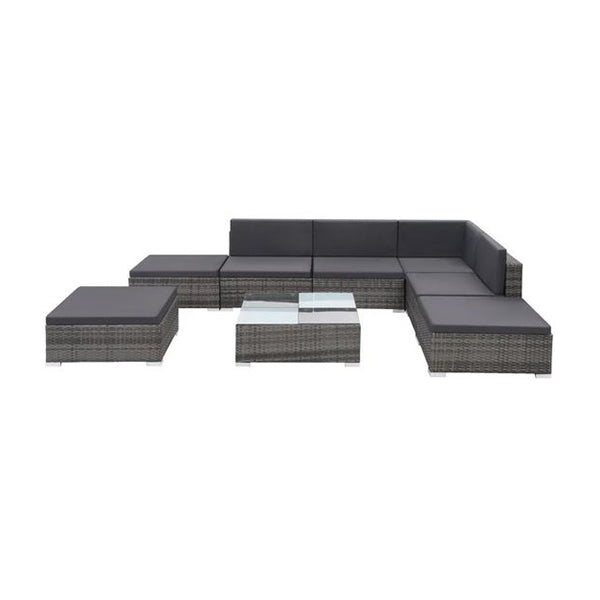 8 Piece Garden Lounge Set With Cushions Pe Rattan Grey And Dark Grey