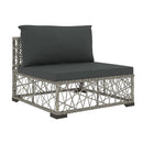 6 Piece Garden Lounge Set With Grey Cushions Pe Rattan