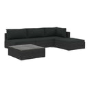 5 Piece Garden Lounge Set With Cushions Poly Rattan Steel Frame