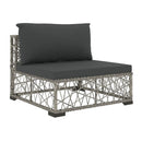 6 Piece Garden Lounge Set With Grey Cushions Poly Rattan
