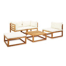 5 Piece Garden Lounge Set With Cushions Solid Acacia Wood Oil Finish
