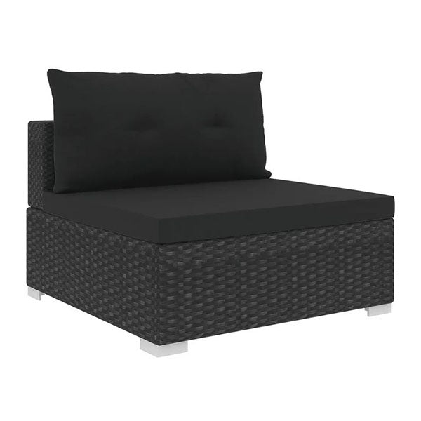 5 Piece Garden Lounge Set With Black Cushions Poly Rattan Black