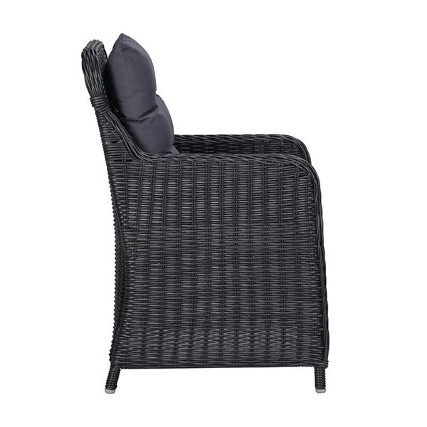 Garden Chairs 2 Pcs With Tea Table Poly Rattan Black