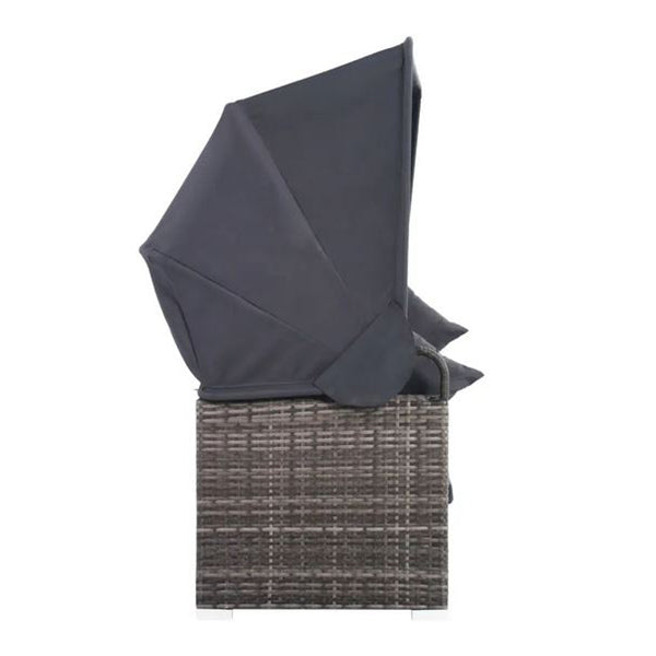 7 Piece Garden Lounge Set With Cushions And Canopy Poly Rattan Grey