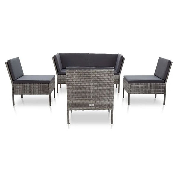 6 Piece Garden Lounge Set With Cushions Polyethylene Rattan