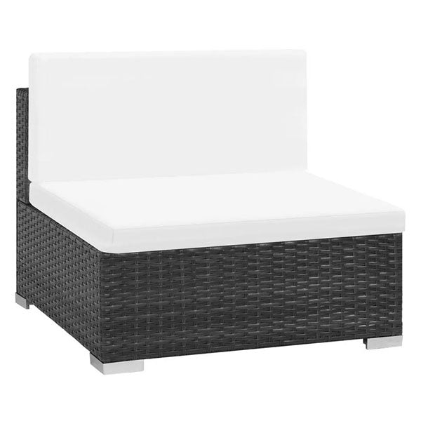 6 Piece Garden Lounge Set With Cream White Cushions Poly Rattan