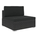 6 Piece Garden Lounge Set With Black Cushions Pe Rattan Black