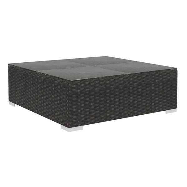 6 Piece Garden Lounge Set With Black Cushions Poly Rattan Black