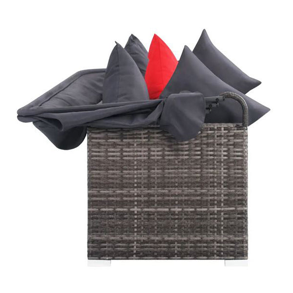 7 Piece Garden Lounge Set With Cushions And Canopy Poly Rattan Grey