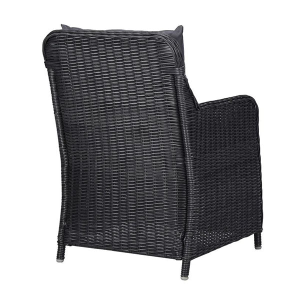 Garden Chairs 2 Pcs With Dark Grey Cushions Poly Rattan Black