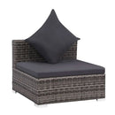 7 Piece Garden Lounge Set With Cushions And Canopy Poly Rattan Grey