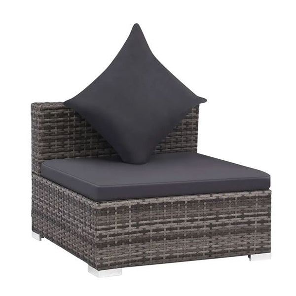 7 Piece Garden Lounge Set With Cushions And Canopy Poly Rattan Grey