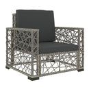 6 Piece Garden Lounge Set With Grey Cushions Poly Rattan
