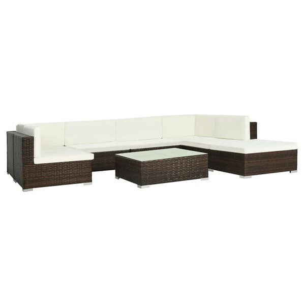 8 Piece Garden Patio Lounge Set With Cushions Poly Rattan