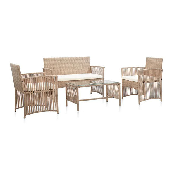 4 Piece Garden Lounge Set With Cushion Poly Rattan
