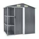 Garden Shed With Rack Grey 205X130X183 Cm Iron