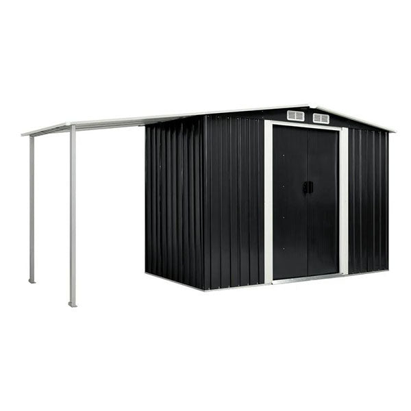 Garden Shed With Sliding Doors Anthracite 386X131X178 Cm Steel