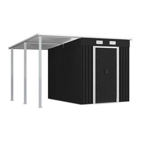 Garden Shed With Extended Roof Anthracite 346X236X181 Cm Steel