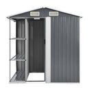 Garden Shed With Rack Grey 205X130X183 Cm Iron