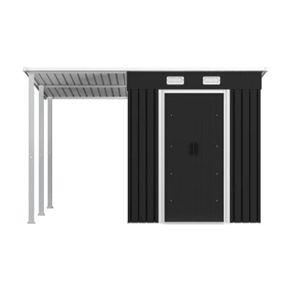 Garden Shed With Extended Roof Anthracite 346X193X181 Cm Steel