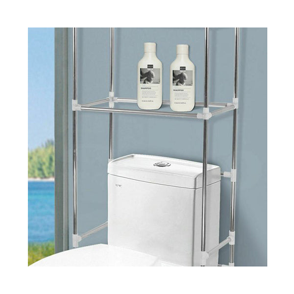 2 Tier Toilet Bathroom Laundry Storage Rack Shelf Unit Organizer