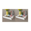 Floating Wall Shelves With Drawers 2 Pcs White