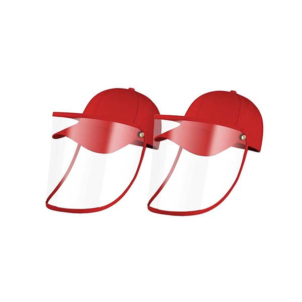 2X Outdoor Hat Anti Fog Dust Saliva Cap Face Shield Cover Kids Red