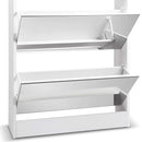 Mirrored Shoe Cabinet Storage 5 Drawers Shelf White