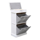 Shoe Cabinet Grey 50X28X98 Cm Paulownia Wood