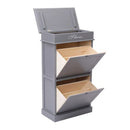 Shoe Cabinet 50X28X98 Cm Paulownia Wood Grey