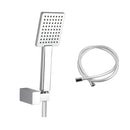 Bathroom Square Chrome Handheld Shower And Pvc Hose With Holder