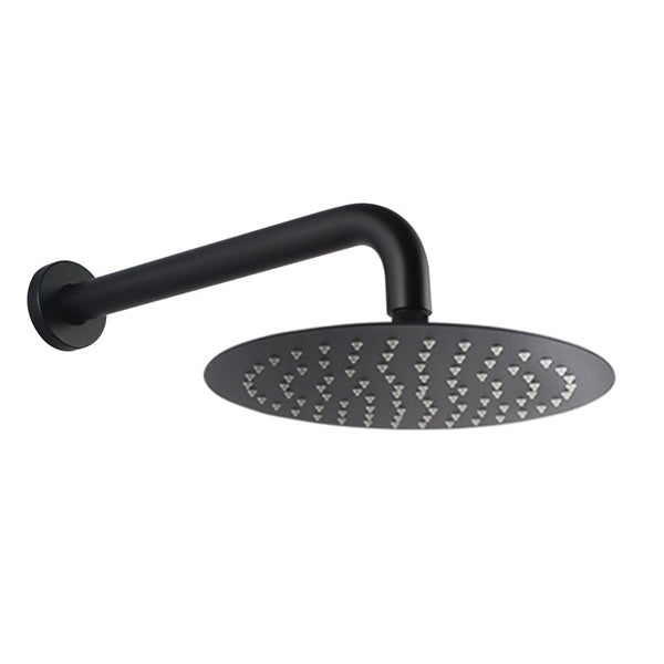 250Mm 10 Inch Round Black Rainfall Shower With Wall Mounted Shower Arm