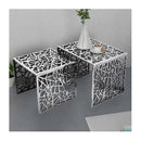 Two Piece Side Tables Square Aluminium Silver