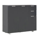 Sideboard High Gloss Black 107X35X76 Cm