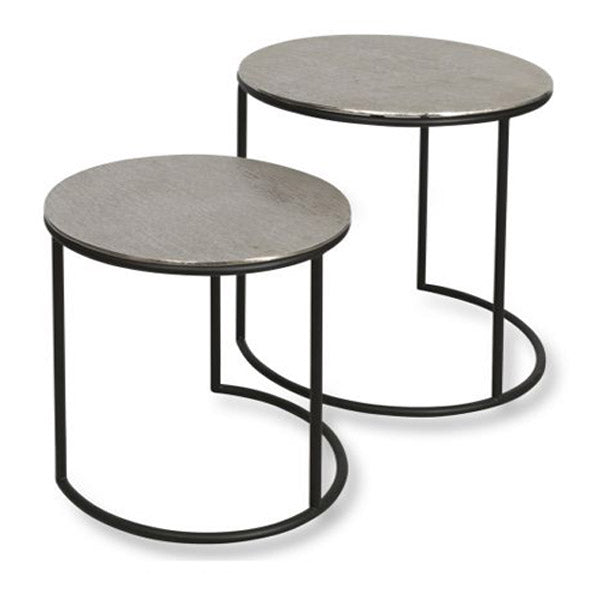 2 Piece Round Nesting Table Set Aluminium